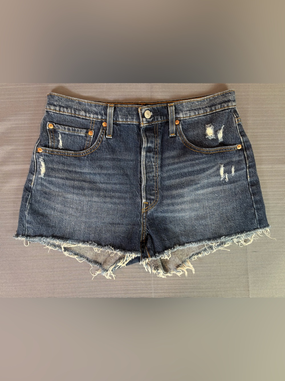 Levi’s 501 Original Button Fly Denim Cutoff Shorts Distressed Women’s W31